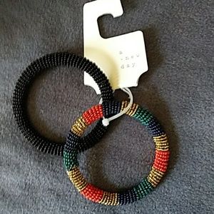 Two beaded bangle bracelet. A New Day!